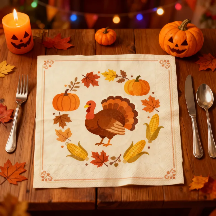 Thanksgiving-Themed Party Paper Napkins